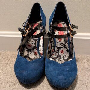 Betsey Johnson Marilyn Monroe Blue Suede Mary Jane Heels